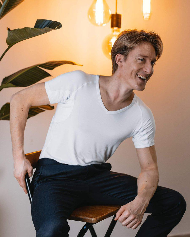 Heren - Anti Zweet Shirt-Wit-V-hals-S-Fibershirts color__wit+neck__v-hals