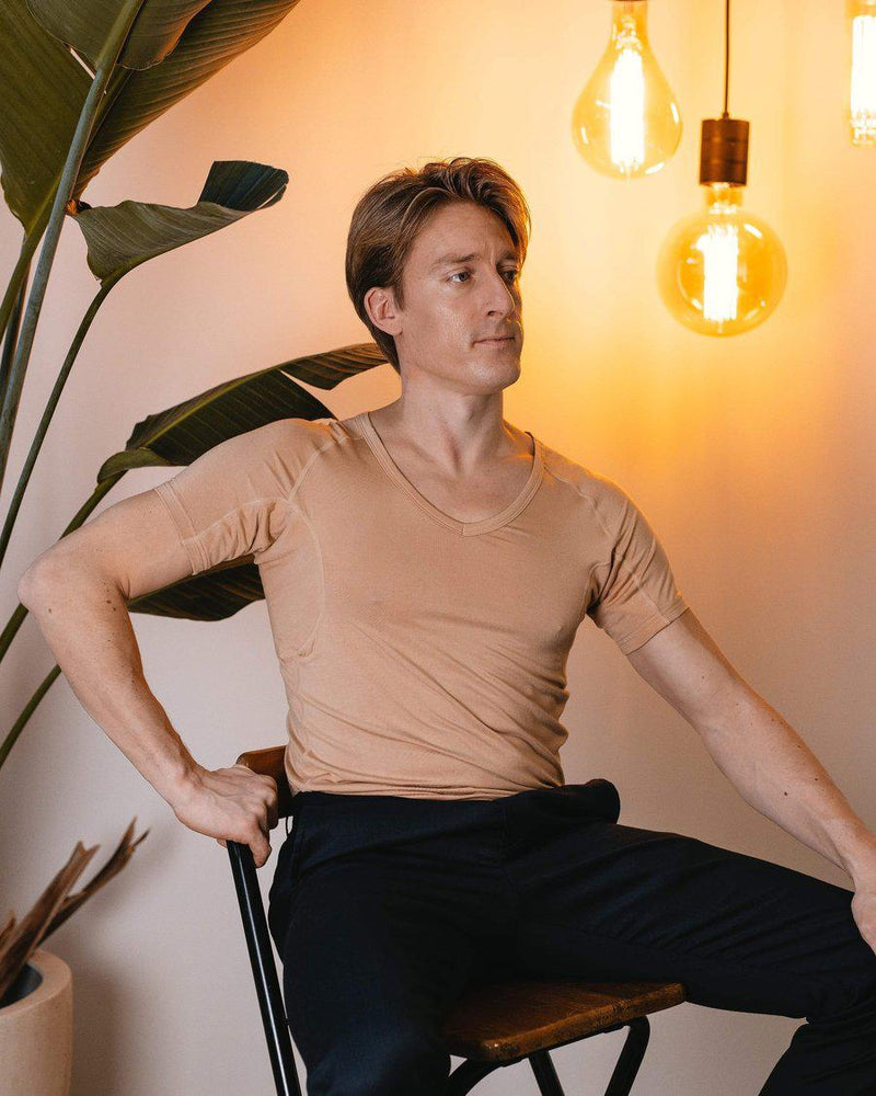 Heren - Anti Zweet Shirt-Wit-V-hals-S-Fibershirts color__invisible+neck__v-hals