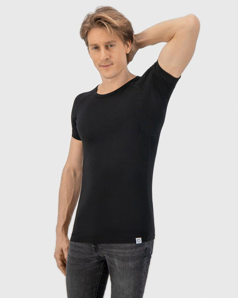 Heren - Anti Zweet Shirt-Zwart-Rond-S-Fibershirts color__zwart+neck__rond